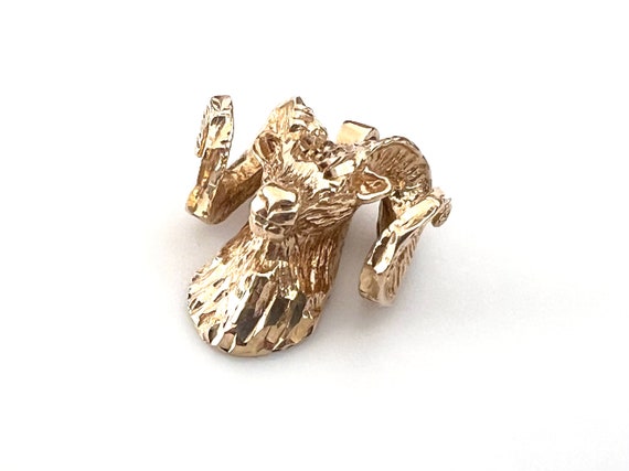 14K Gold Aries Ram Pendant - image 2