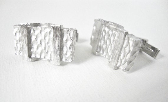 Elegant Sterling Silver Rectangle Cuff Links In T… - image 3