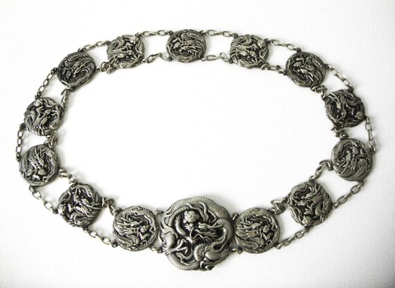 Stunning Vintage Chinese Linked Medallion Dragon B