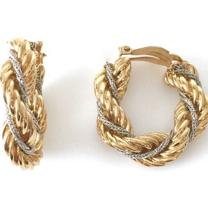 ピアス NINA RICCI TWISTED EARRINGS Nina Ricci Gold and Silver Plated Twisted Rope Hoop Clip on