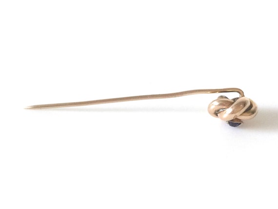 10K Rose Gold Love Knot Stick Pin Set With Blue S… - image 4