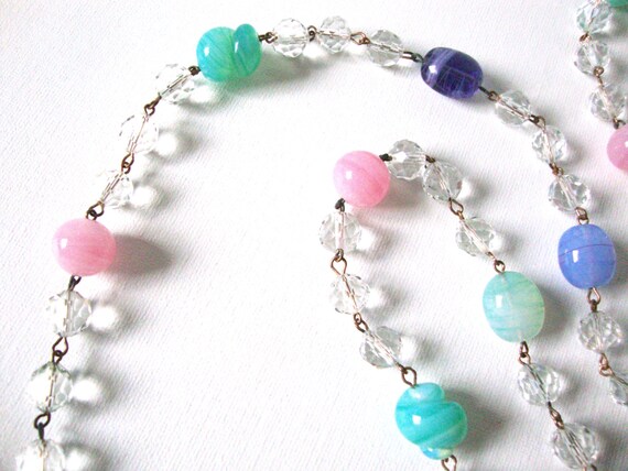 Vintage Czech Glass Bead Necklace In Purple Pink … - image 3