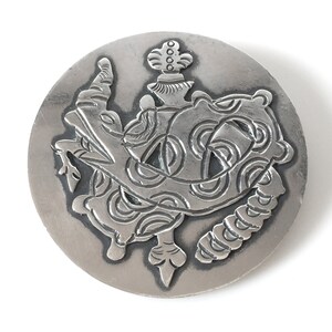 Large Sterling Silver Mayan Aztec Serpent Brooch Made In Mexico