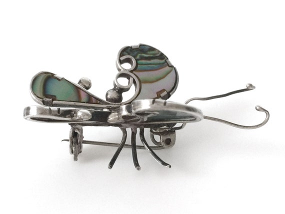 Abalone Sterling Silver Butterfly Brooch - image 3