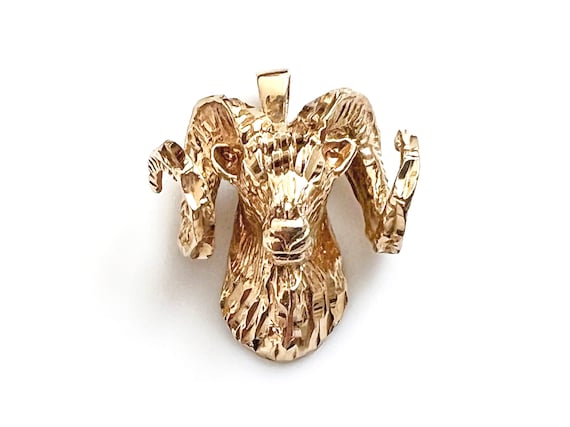 14K Gold Aries Ram Pendant - image 1