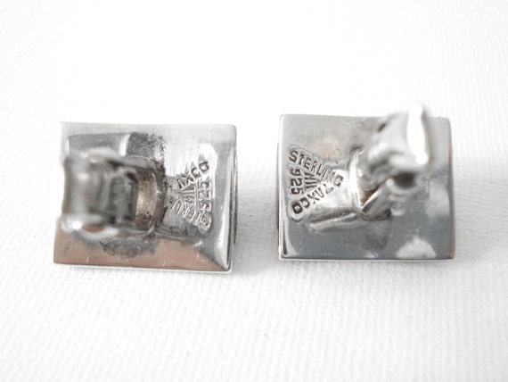 Modernist Sterling Silver Rectangle Cufflinks Wit… - image 4