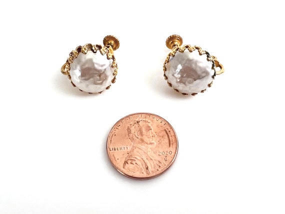 Miriam Haskell Faux Baroque Cabochon Pearl Earrin… - image 5