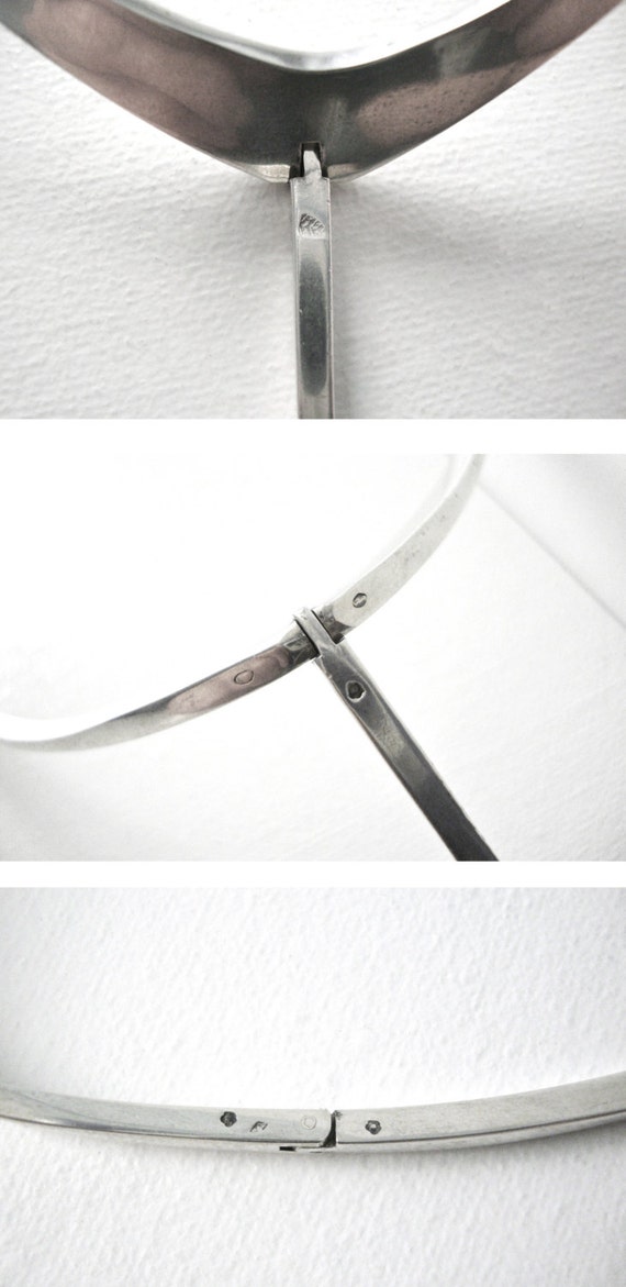 Modernist French Sterling Silver Choker Necklace … - image 5