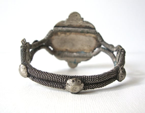 Vintage Ethnic Hinged Bangle Bracelet With Chunky… - image 5