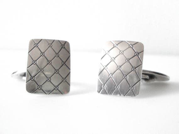 N.E. From Sterling Silver Rectangle Cufflinks Mad… - image 1
