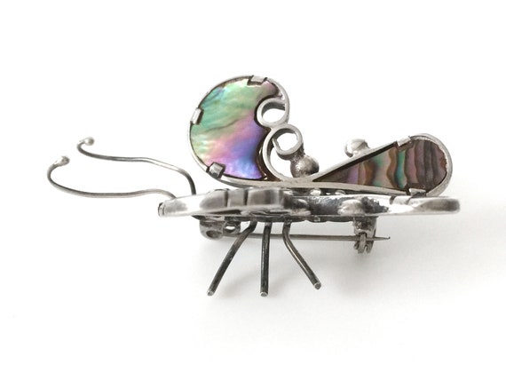 Abalone Sterling Silver Butterfly Brooch - image 4