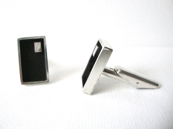 Allan Adler Modernist Rectangle Cufflinks Black O… - image 2