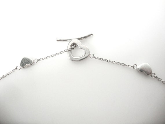Vintage Sterling Silver Necklace With Hearts Link… - image 4