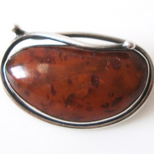 Modernist 800 Silver Amber Brooch Made In Poland