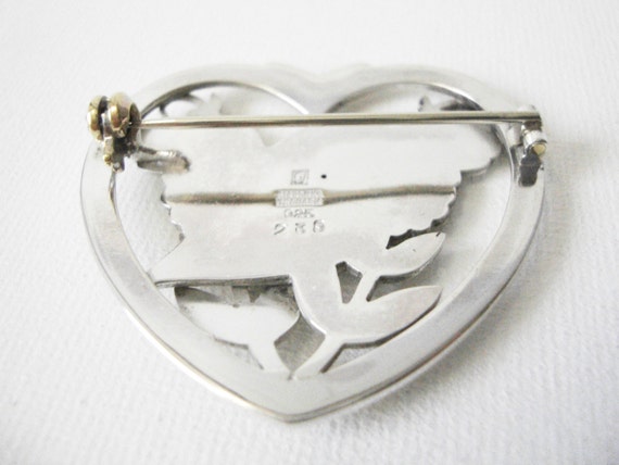 Georg Jensen Sterling Silver Heart Brooch With Do… - image 4