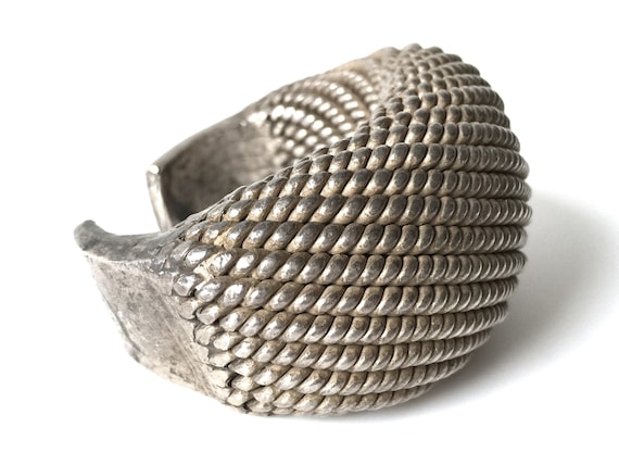 Extremely Heavy Woven Silver Akha Cuff Bracelet - image 6