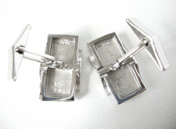 Elegant Sterling Silver Rectangle Cuff Links In T… - image 4