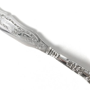 Antique English Sterling Silver Fish Serving Knife By Aaron Hadfield