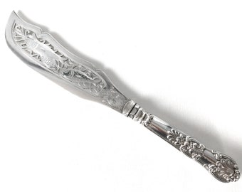 Cuchillo inglés antiguo para servir pescado en plata de ley, de Aaron Hadfield