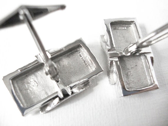 Elegant Sterling Silver Rectangle Cuff Links In T… - image 5