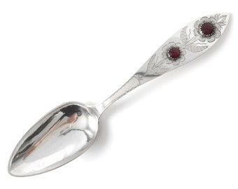 Antique Norwegian Jeweled Silver Presentation Spoon Dated 1836