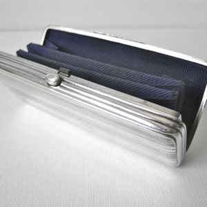 Monedero antiguo excepcional de plata rusa 875 de Fyodor Ivanov con interior de tela azul y compartimentos