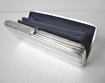 Exceptional Antique Fyodor Ivanov Russian 875 Silver Coin Purse Blue Fabric Interior With Compartments
