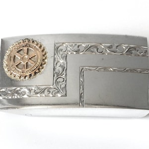 Rotary Club Sterling Silver Buckle With 10K Gold Emblem Made In Mexico