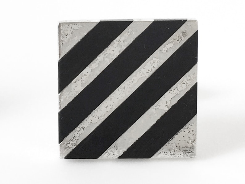 Fenwick And Sailors Sterling Silver Square Cuff Links With Diagonal Wood Inlay