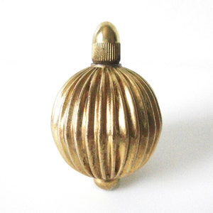 Miniature Round Gold Tone Perfume Bottle With Dauber Circa 1940s
