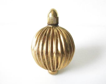 Miniature Round Gold Tone Perfume Bottle With Dauber Circa 1940s