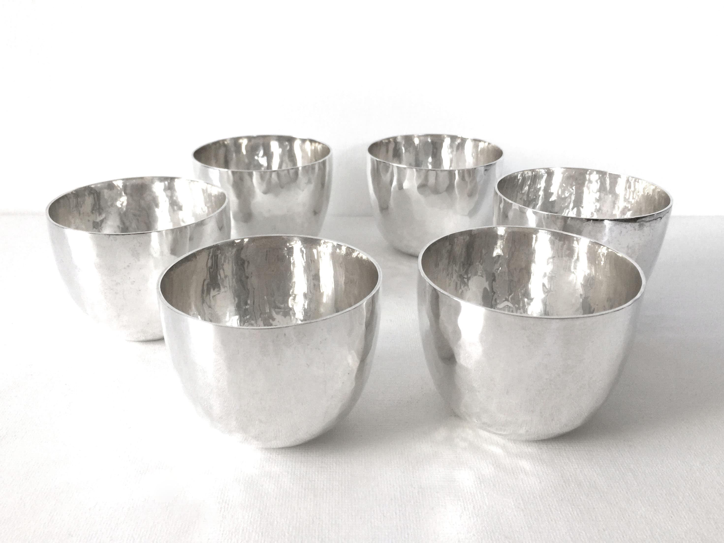 Porter Blanchard Set of 6 Hand Hammered Sterling Silver Tumblers