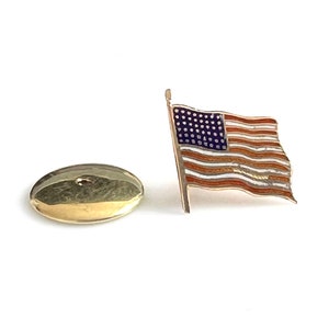 Tiny 10K Gold 48 States American Flag Pin As Is