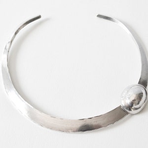 Vintage Moulage Modele Sterling Silver Modernist Choker Collar Necklace