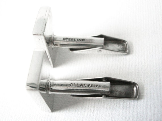 Paire De Boutons De Manchette Vintage Allan Adler Années 60 - Argent Sterling, Style Moderniste