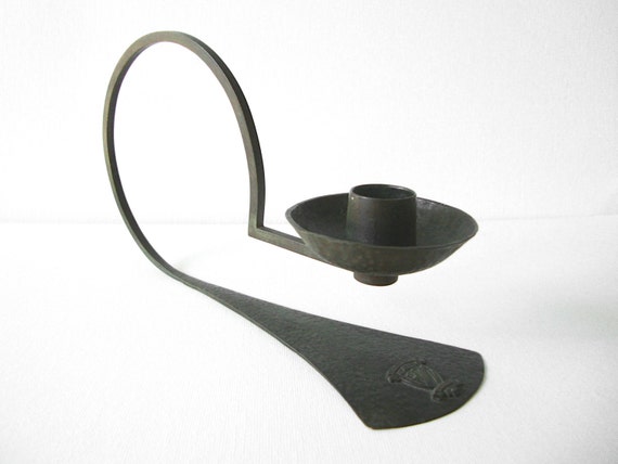 Arts and Crafts Beta Sigma Phi Hand Hammered Copper Chamber Stick Candle Holder