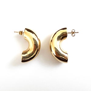 14K Gold Half Hoop Pierced Earrings