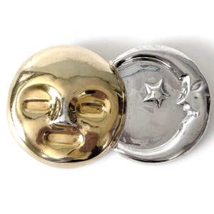 Sterling Silver And Gilt Moon Brooch Made In Mexico