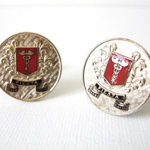 Vintage Enamel Caduceus Fiesta Boca Raton Cufflinks With Sterling Silver Levers