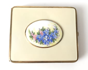 Ladies Hand Painted Floral Enamel Cigarette Case By Bliss Bros Co