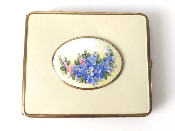 Ladies Hand Painted Floral Enamel Cigarette Case by Bliss Bros Co