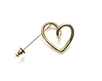 14K Gold Heart Stick Pin