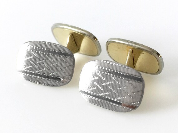 Clark Silver Patterned Double Faced Cufflinks - image 4