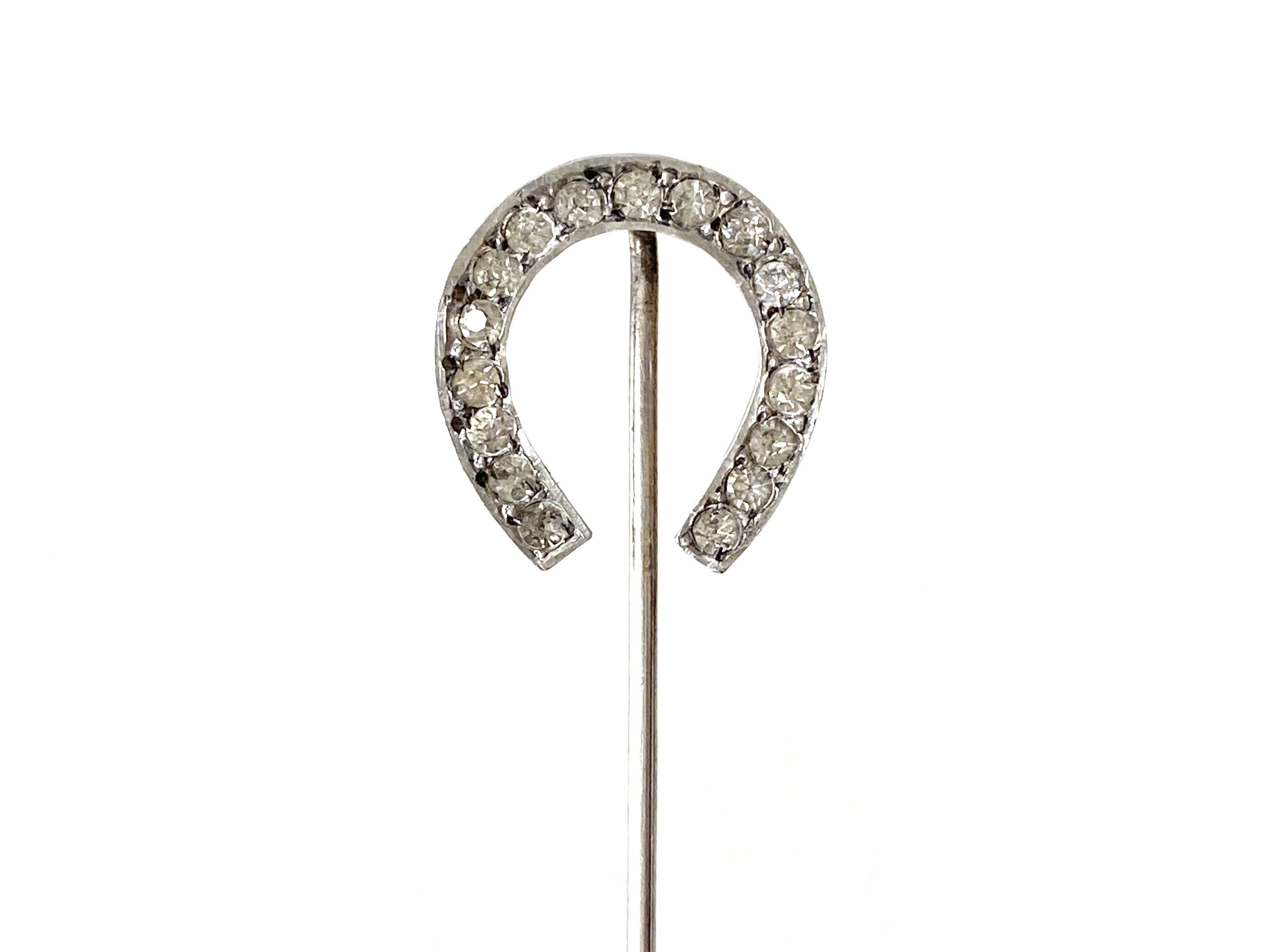 Sterling Silver Horseshoe Stick Pin Set With Rhinestones By R Etsy