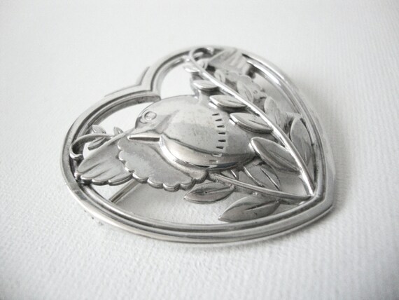 Georg Jensen Sterling Silver Heart Brooch With Do… - image 3