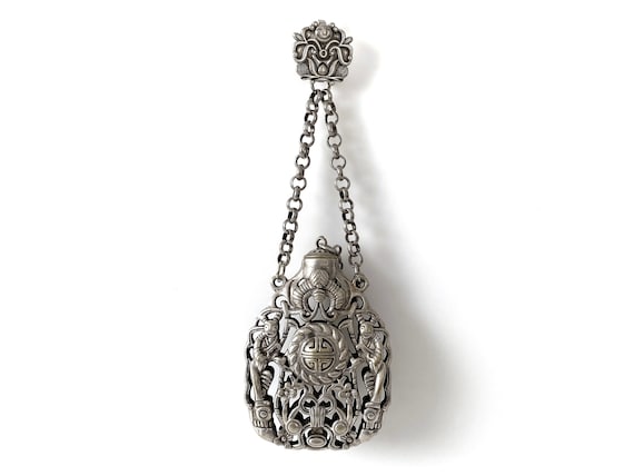 Chinese Silver Plate Potpourri Pierced Container