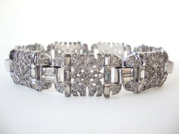 Trifari KTF Deco Crystal Rhinestone Linked Bracel… - image 2