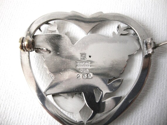 Georg Jensen Sterling Silver Heart Brooch With Do… - image 5