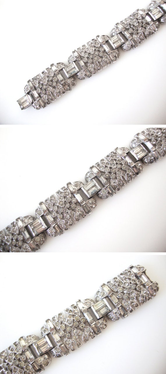 Trifari KTF Deco Crystal Rhinestone Linked Bracel… - image 3