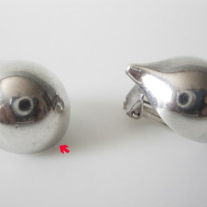 Modernist Hans Hansen Sterling Silver Half Dome Teardrop Shaped Clip On Earrings image 3